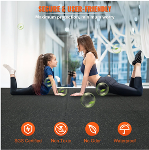 Vevor 6 pcs 1/<span class=keywords><strong>2</strong></span> inch dày phòng tập thể dục thảm sàn 24 "<span class=keywords><strong>x</strong></span> 24" EVA bọt & cao su hàng đầu lồng vào nhau thảm sàn tập thể dục với 24 sq. ft - Product Image 5