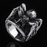 Bagues punk vintage pour hommes, anneaux ajustables ouverts avec motifs Aigle, Dragon, Croix, Esprit, Araignée, vente en gros