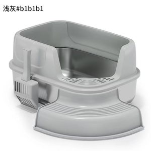 Stainless Steel Cat Litter <b>Box</b> Rectangle Splash Proof <b>Large</b> Size Odor Proof Easy Clean Metal <b>Plastic</b> Open Type - Product Image 2