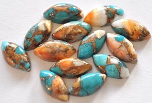 Lot de 5 cabochons en turquoise de Mohave, forme marquise, 5x10mm, pierres précieuses en vrac pour la fabrication de bijoux - Product Image 4