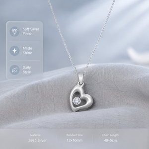 Collier tendance romantique en cristal en forme de cœur ouvert, acier inoxydable 316L, couleur argent, résistant au ternissement, étanche, chaîne fine pour femme - Product Image 4