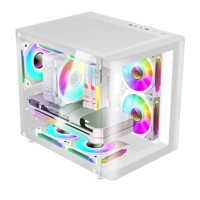 AntarcChill M-ATX Case Full View Seaview Hyperboloids Tempered Glass Side Panel Mini Computer Case 7 Fans Position