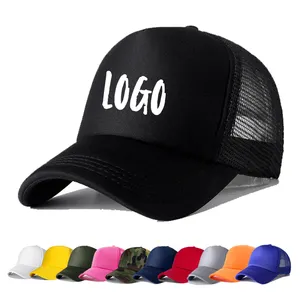 Gorros de Golf con logotipo personalizado, malla de espuma barata, 5 paneles, gorra de béisbol en blanco, gorra de camionero de cuerda de poliéster, venta al por mayor