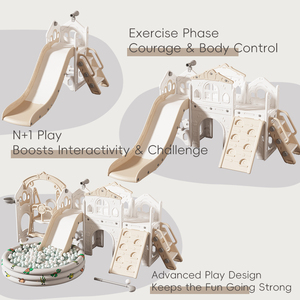 Ensemble de jeu d'intérieur pour enfants <span class=keywords><strong>avec</strong></span> toboggan en plastique, balançoire, structure d'escalade, maisonnette pour bébé, jouets d'activités pour tout-petits, jouets préscolaires, toboggans autoportants - Product Image 2