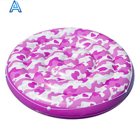 Fábrica personalizar Diseño impresión vinilo PVC inflable piscina agua flotador isla redonda estera colchón cama flotante