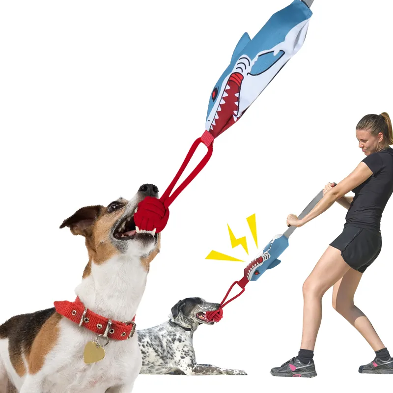 Heavy Duty Squeaky Dog Interactive Rope Toy Tug of War Dog Toys for Large Dog