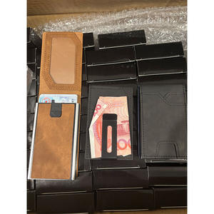 Magnetic Wallet Aluminum pop <strong>Card</strong> Holder Leather Wallet with Rfid - Product Image 1