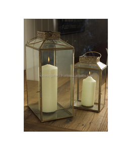 Lanterne carrée en alliage d'aluminium en verre moyen à la mode avec or rose - Product Image 5