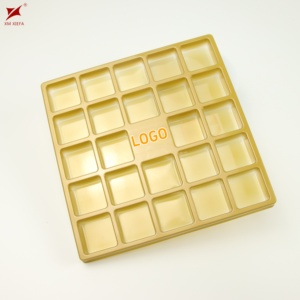 カスタム24区画ゴールドPSプラスチック製正方形食品グレードブリスターコンテナ（チョコレート用インサートトレイ） - Product Image 1