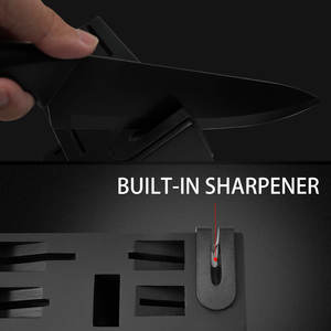 Cuchillos de cocina de acero inoxidable profesionales modernos, juego de bloques de cuchillos de Chef japonés para rebanar <span class=keywords><strong>carne</strong></span>, juego de cuchillos de cocina de plástico negro - Product Image 5