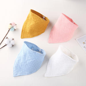 Bavoir bébé en coton <span class=keywords><strong>double</strong></span> <span class=keywords><strong>gaze</strong></span> couleur unie, absorbant, style européen et américain, en mousseline, serviette triangulaire en crêpe pour enfants - Product Image 1