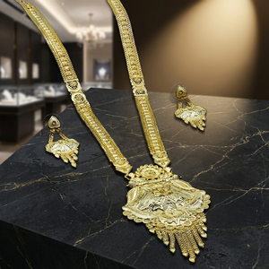 Collares largos de boda para mujer con diseño floral chapados en oro de 14K, 18K, 24K, de latón al por mayor, joyería de moda con cadena de palomitas de maíz - Product Image 5