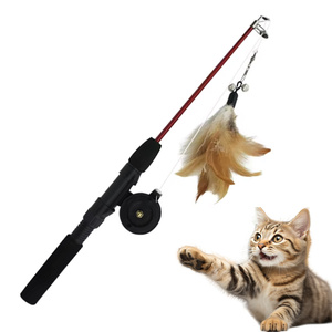 יוקרה פלסטיק צעצוע נשלף מקל מצחיק אינטראקטיבי ידידותי לסביבה מוט דיג מתכווננת עבור כלבים וחתולים משחק טיזר חתול - Product Image 1