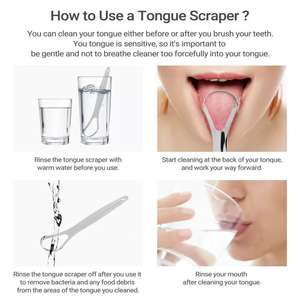 Limpiador y Raspador de lengua de acero inoxidable Joycare de grado quirúrgico 100% 304 portátil para uso doméstico efectivo - Product Image 6