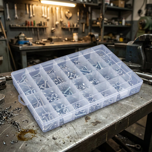 Boîte de rangement transparente en plastique réglable à 28 compartiments, grande boîte organisatrice pour bijoux, perles, matériel de pêche avec séparateurs amovibles - Product Image 3
