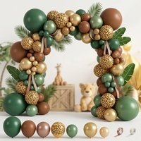 Kit d'arche de ballons en latex imprimé léopard vert, marron, or, ensemble de décoration de fête, safari, jungle, baby shower, logo personnalisé