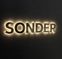 Fabricant de panneaux rétroéclairés LED personnalisés, lettres en acier inoxydable 3D miroir, logo lumineux pour salon, barbier, réception