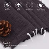 Tissu brocart tissé 55% Ramie 45% Coton, résistant à l'abrasion, écologique, poids moyen, pour robes, jupes, vêtements de style ethnique