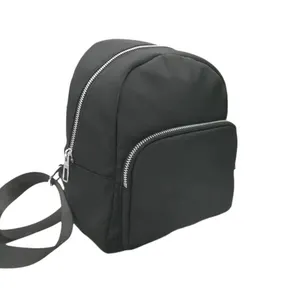 Penjualan pabrikan tas punggung wanita nilon kecil Fashion ransel hitam tas kustom tali Logo bahu untuk wanita