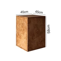 Meuble de chambre à coucher de style rétro, placard de chevet carré en contreplaqué avec placage en bois naturel pour chambre à coucher