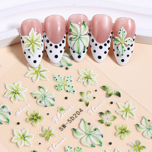 Pegatinas de Uñas con Relieve 5D, Diseños de Flores y Vida Marina, Calcomanías Autoadhesivas para Uñas, Arte Floral 3D para Uñas Acrílicas - Product Image 2