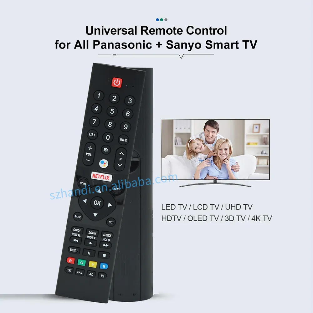 Remote Control suara TV pintar, pengganti untuk Panasonic Sanyo PN-V1 Universal LED QLED SUHD HDR LCD HDTV 4K 3D tv