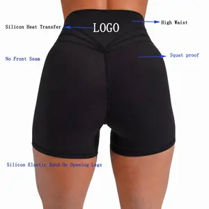 75%Nylon 25%Spandex Peach Compression Support Women Active Wear Workout Fitness Short Leggings Yoga Shorts
