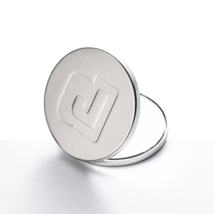 New Design Luxury Silver Color Double Side Laser Logo Cosmetic Foldable <b>Compact</b> <b>Mirror</b> - Product Image 5