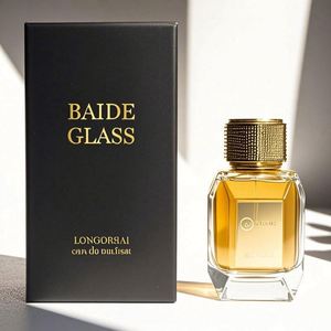 New Arrival <b>Empty</b> Square Glass Perfume <b>Spray</b> <b>Bottle</b> 30ml 50ml 100ml with Textured Gold Cap Metal Label and Box - Product Image 1