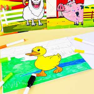 Libro de pegatinas para colorear sin ensuciar para niños y niñas, 12 piezas, actividades, arte, regalos de cumpleaños, manualidades, animales de granja, manualidades con láminas para niños - Product Image 5