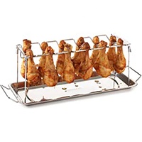 Bandeja para asar pollo, soporte para asar pollo, con bandeja de goteo