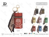 Round Skull Leather Key Chain Hot <b>Drill</b> Red Packet <b>Mini</b> Bag Style - Product Image 1