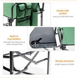 Chaise de camping pliable en Oxford 600x300D avec table latérale, portable, pour l'extérieur, fabriquée en usine, entrepôt américain - Product Image 5