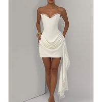 Robe Courte Bustier Femme en Dentelle Cils, Robe de Soirée Sexy pour Femme