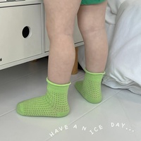 Chaussettes d'été en maille pour bébé, chaussettes pour tout-petits à bord roulé couleur macaron, chaussettes fines et respirantes pour nourrissons 0-3 ans, vente en gros