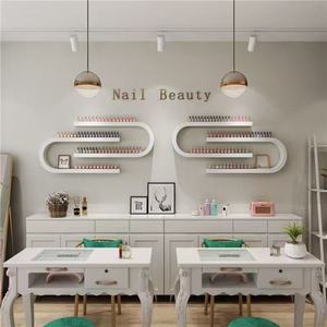 Estante de exhibición para salón de belleza, con pintura horneada, estante de pared en forma de U, estante adhesivo para salón de uñas - Product Image 1