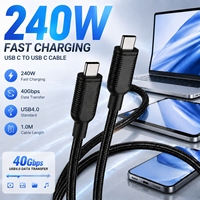 Câble de charge rapide USB-C 240W, transfert de données haute vitesse 40 Gbps, câble Type-C vers Type-C tressé en nylon de 1 m