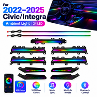Kit d'éclairage ambiant RGB 64 couleurs pour Honda Civic Accord 2022-2025 10e et 11e génération, contrôle par application Symphony, éclairage intérieur