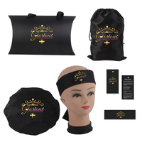 Boîte d'emballage en Satin pour perruques de cheveux, Logo personnalisé, nom de marque, Bonnets vierges et écharpe de bord