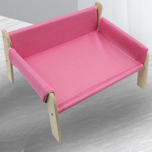 Sofá rectangular de madera maciza para gatos con funda extraíble y lavable, cama para mascotas. - Product Image 1