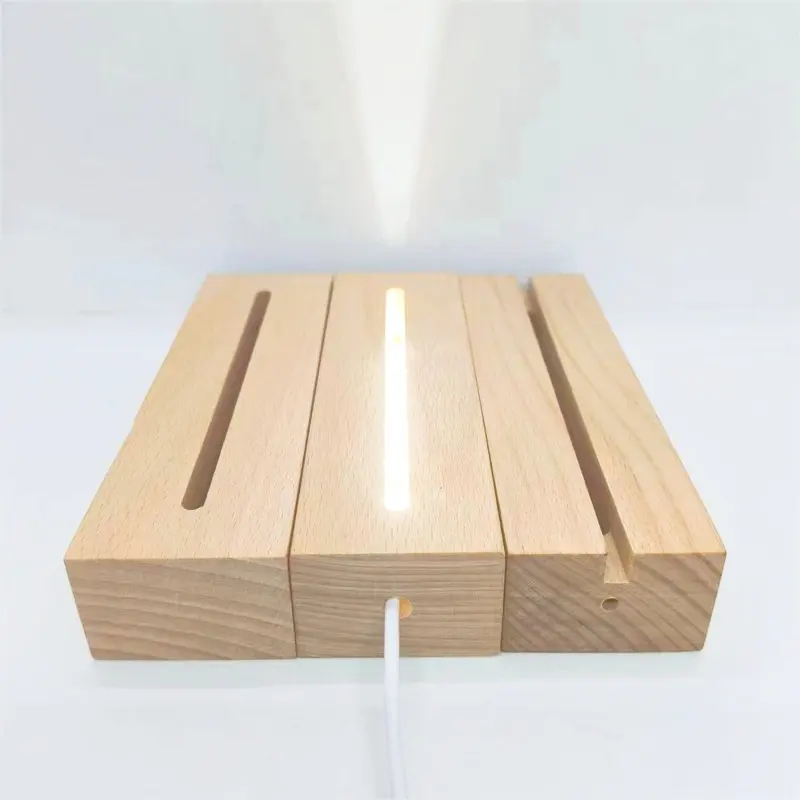 בסיס לבן ניתנת למחקה באיכות גבוהה מיני אקריליק לד לוח הודעות led בסיס עץ מרובע לבסיס עץ בהיר אקרילי
