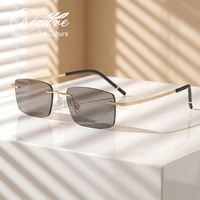 Lunettes photochromiques Osicare sans monture, rectangulaires, verres à ajustement lumineux, lunettes en titane, verres à changement de couleur pour hommes