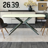 Usine chinoise vend personnalisé moderne lumière luxe pieds métalliques en céramique table verre trempé meubles de salle à manger 4 places pour