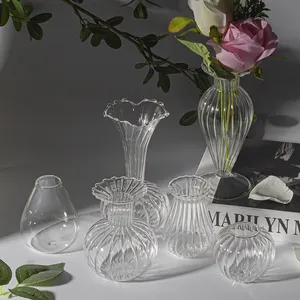 European Art Deco Design Transparent Glass Flower Vase Terrarium Tabletop Vase Made In China