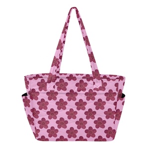 Sacs à main pour ordinateur portable pour femmes, design hawaïen rose Hau, sacs à main matelassés en polyester, durables, sacs à main Aloha personnalisés pour femmes avec logo - Product Image 1