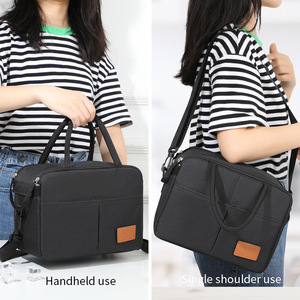 Lunch Bag Oxford Cloth Insulated With <b>Ice</b> <b>Pack</b> Portable <b>Cooler</b> For Food Storage Gray Navy Blue - Product Image 2