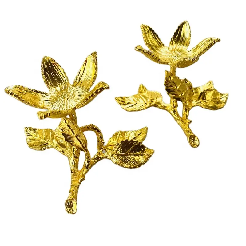 Toptan güzel halk el sanatları şifa kristal küre altın çiçek Metal standı dekorasyon için