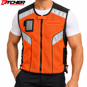 Gilet de sécurité réfléchissant orange personnalisé en gros, haute visibilité, respirant, en maille, avec fermeture éclair et ajustement réglable - Product Image 1
