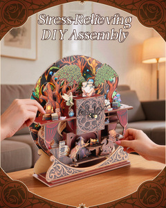 Rompecabezas de reloj 3D de madera, kit de montaje DIY con luz táctil para decoración del hogar, juguete STEM unisex para adultos - Product Image 5