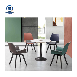 Bàn tiếp tân bằng nhựa nhỏ gọn màu trắng đặt bàn tròn + 4 ghế gỗ cấu hình khu vực họp nhỏ - Product Image 5